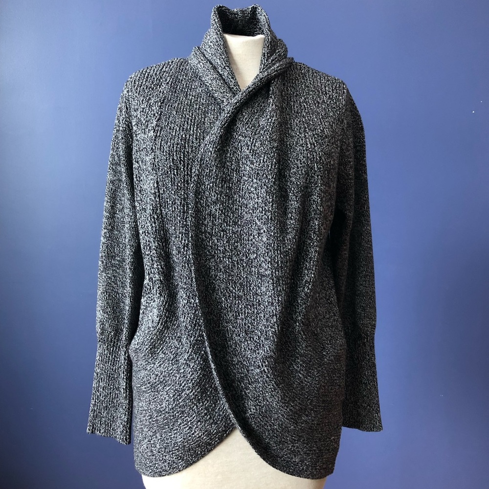 Allison Daley Ribbed Black Flecked Circle Sweater 2XL